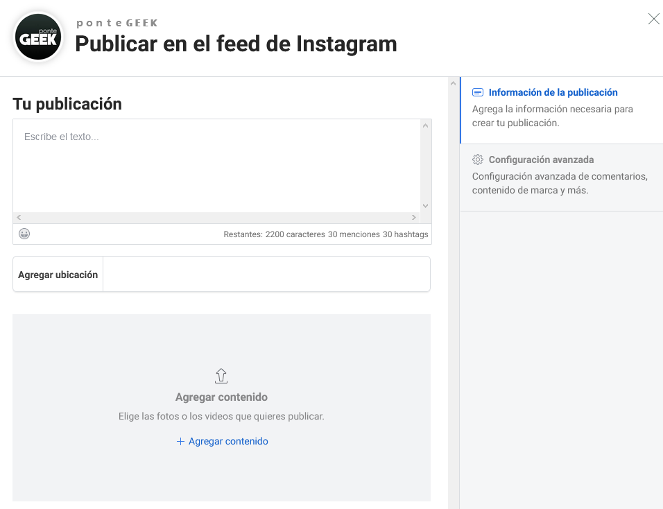 Agregar Contenido