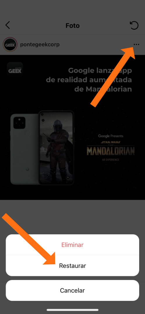 Seleccionar Restaurar Posts