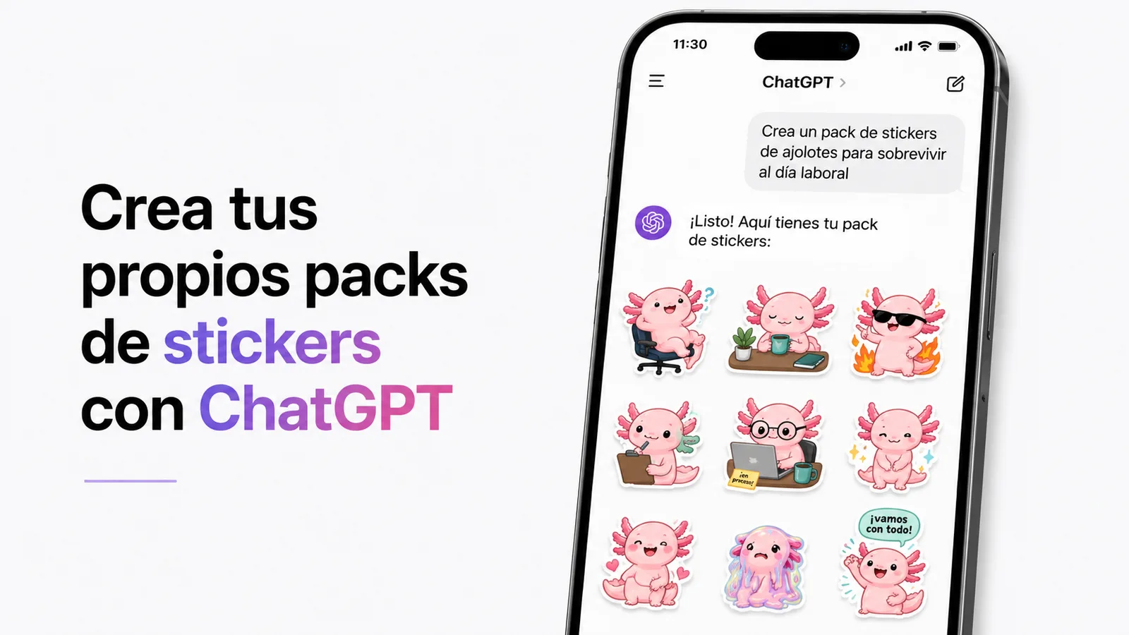 ChatGPT ahora convierte tus ideas en packs de stickers